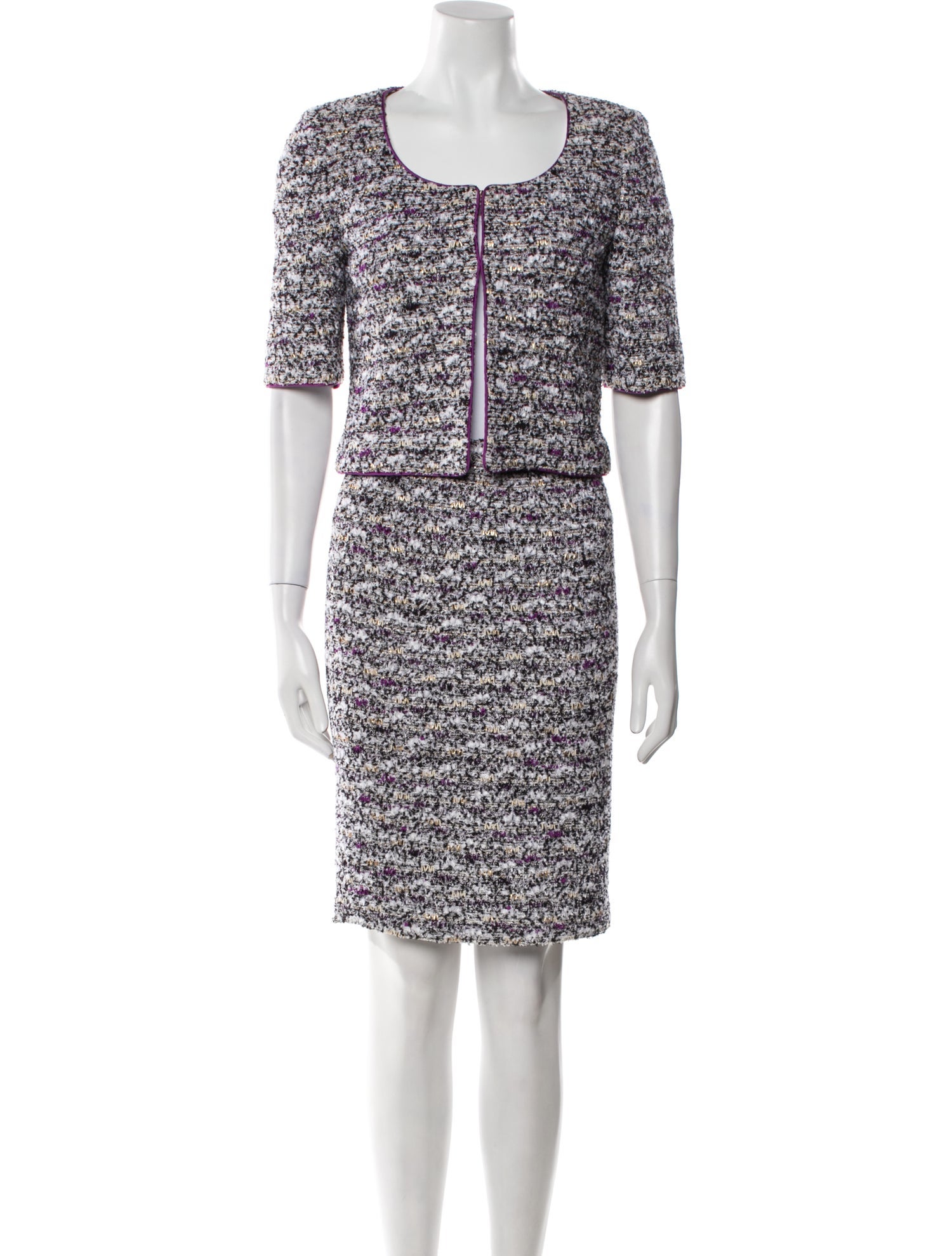 St. John Couture Tweed Printed Skirt Set