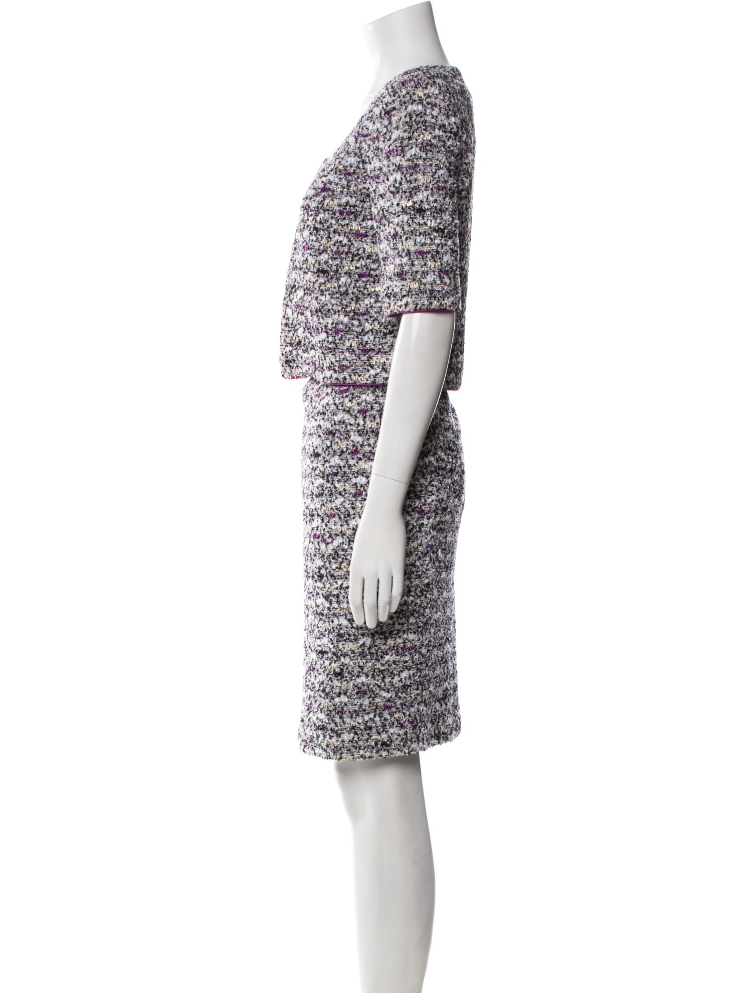 St. John Couture Tweed Printed Skirt Set