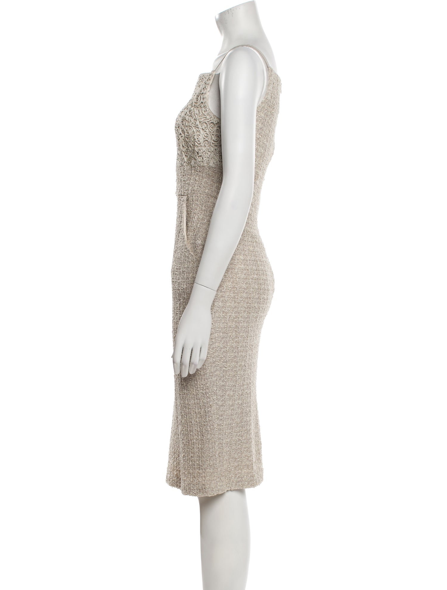 St. John Couture Square Neckline Midi Length Dress