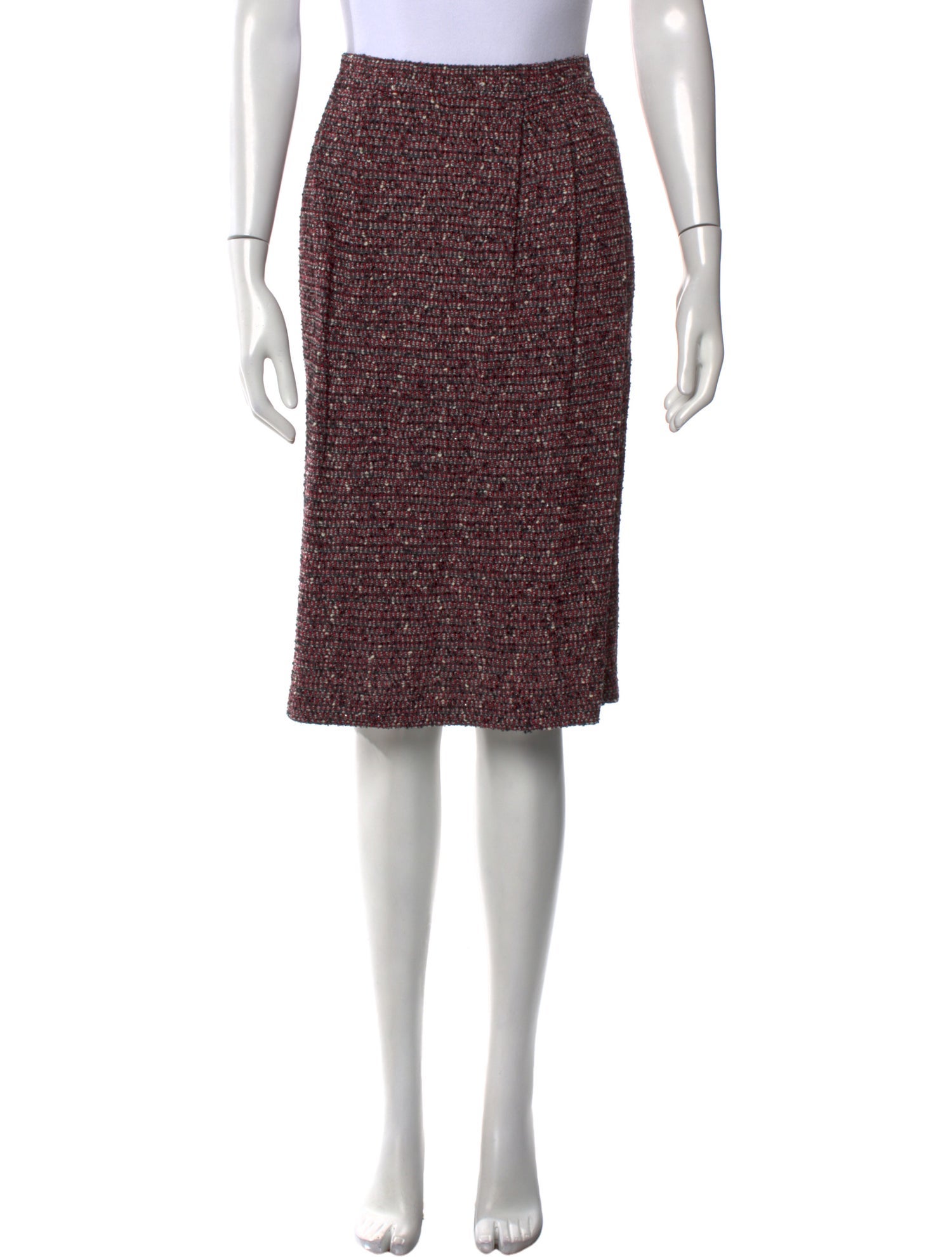 St. John Couture Tweed Pattern Knee-Length Skirt