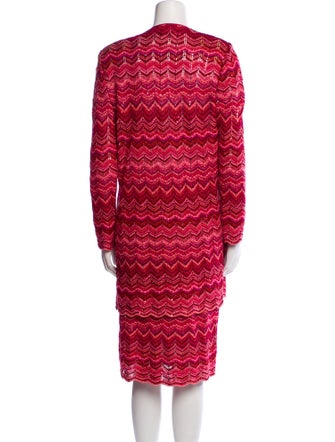 St. John Couture Striped Sequin Embellishments Skirt Set