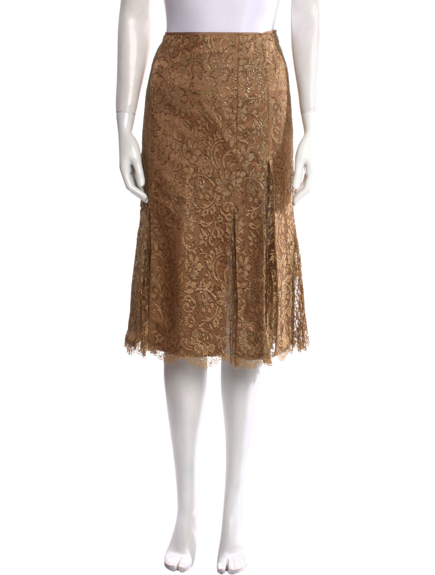 St. John Couture Lace Pattern Knee-Length Skirt