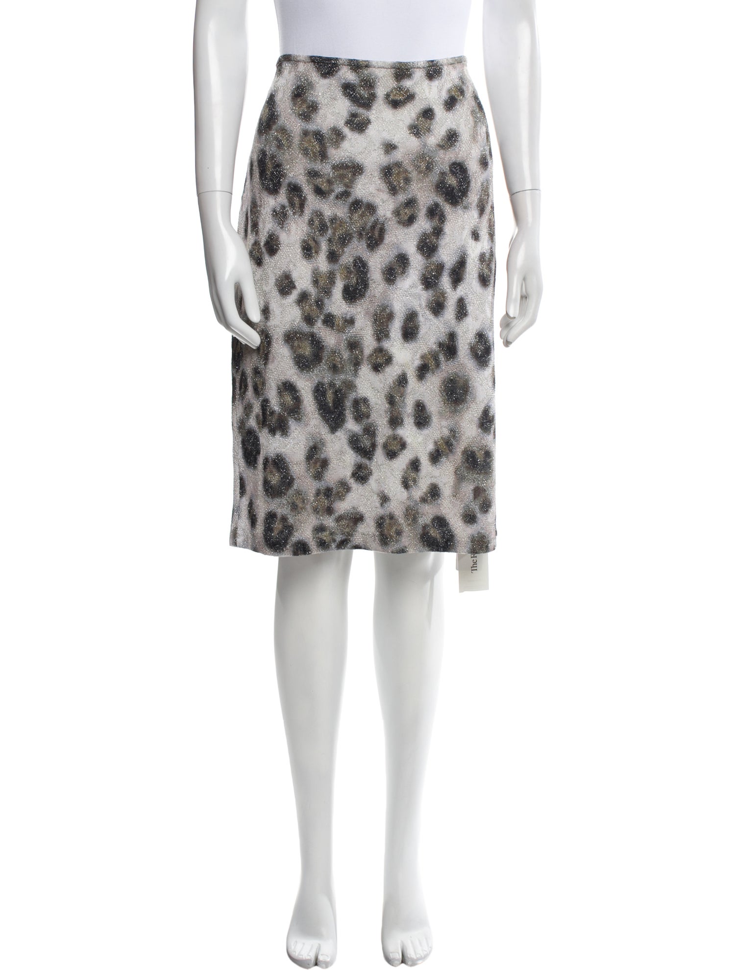 St. John Couture Animal Print Knee-Length Skirt
