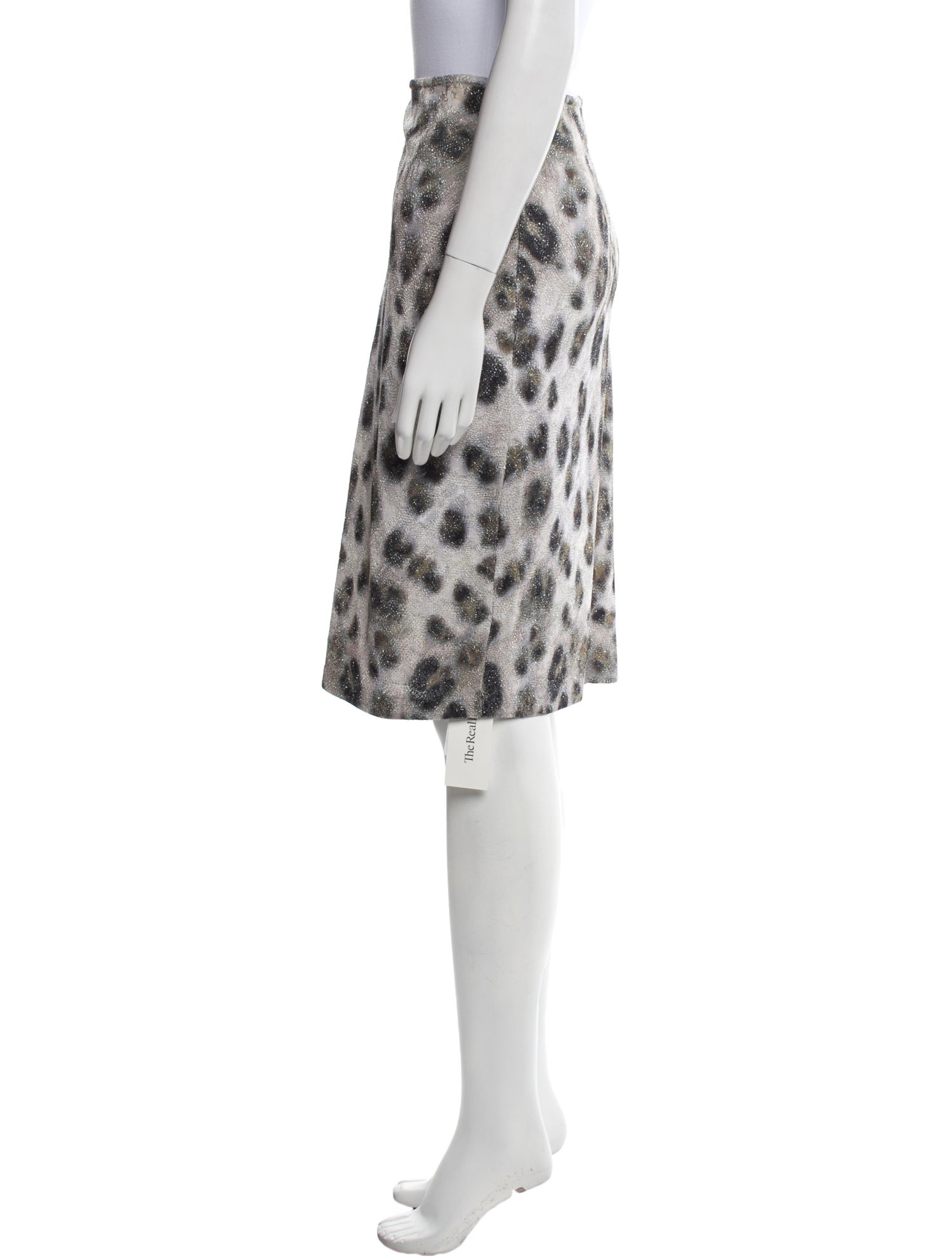 St. John Couture Animal Print Knee-Length Skirt