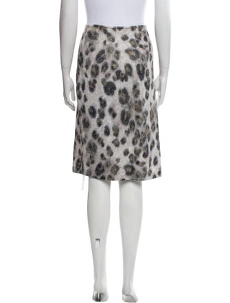 St. John Couture Animal Print Knee-Length Skirt