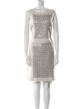 St. John Couture Bateau Neckline Knee-Length Dress