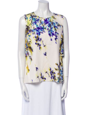 St. John Couture Silk Floral Print Blouse