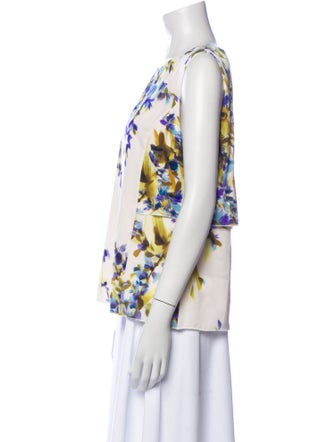 St. John Couture Silk Floral Print Blouse