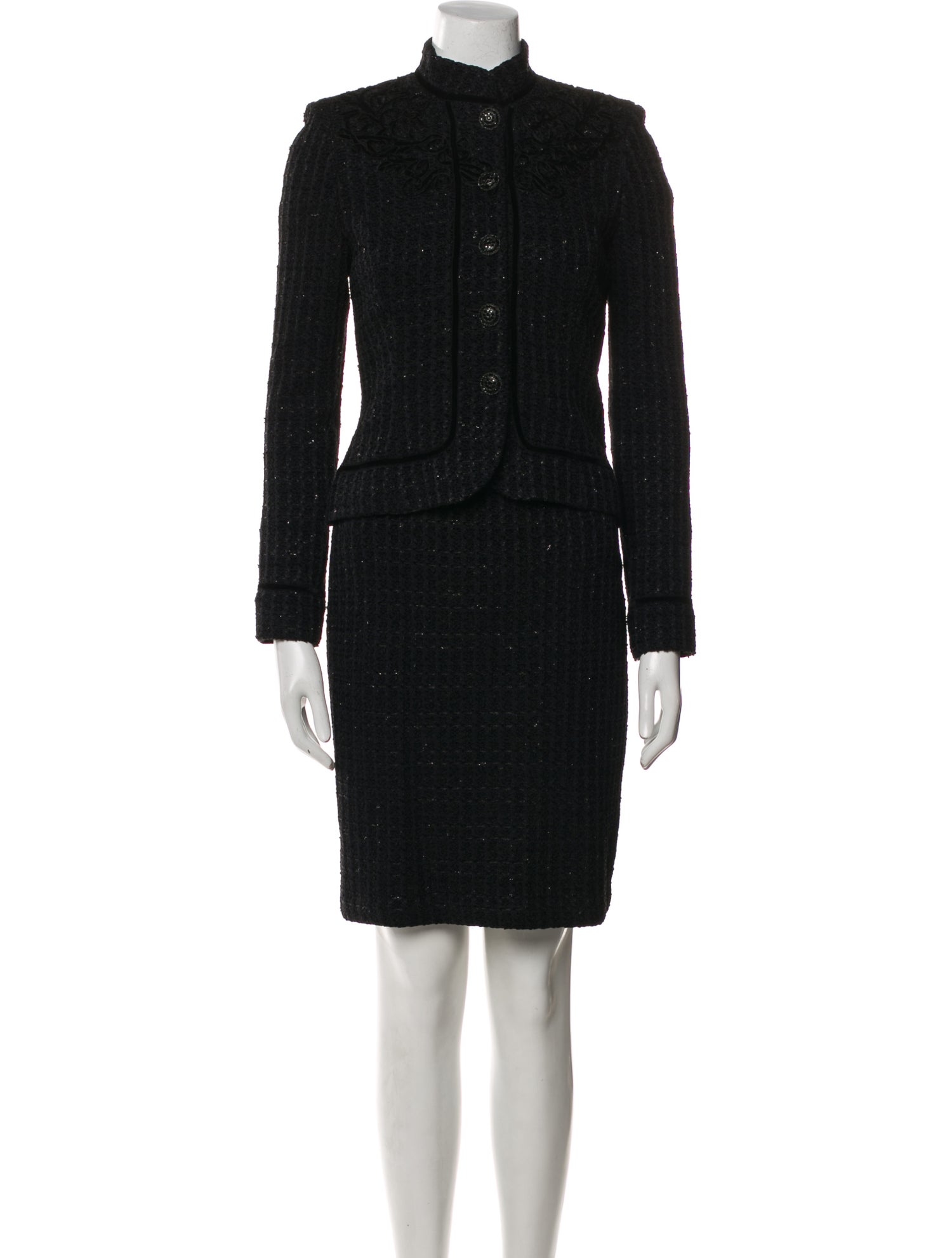 St. John Couture Wool Embroidered Accent Skirt Set