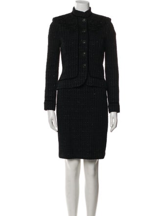 St. John Couture Wool Embroidered Accent Skirt Set