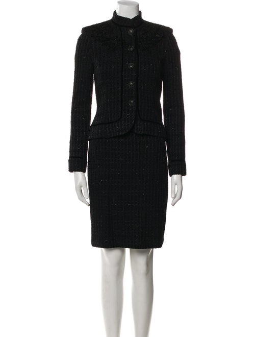 St. John Couture Wool Embroidered Accent Skirt Set