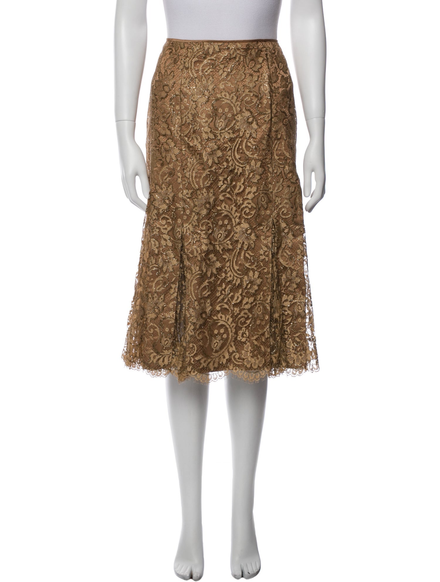 St. John Couture Lace Pattern Knee-Length Skirt