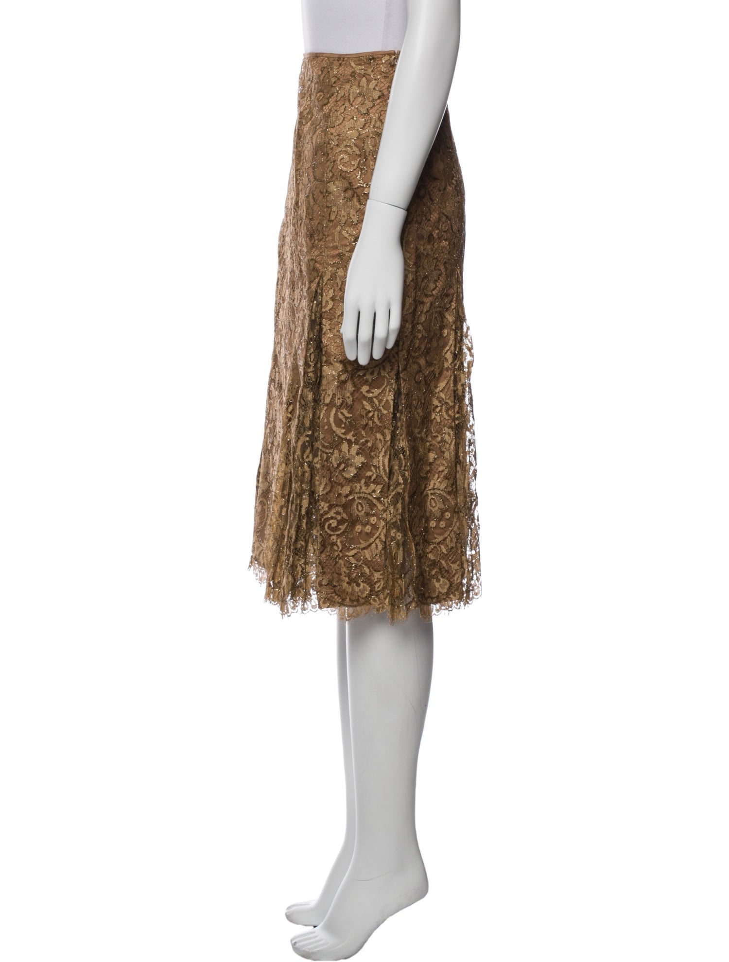 St. John Couture Lace Pattern Knee-Length Skirt