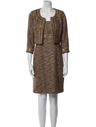 St. John Couture Tweed Pattern Glitter Accents Dress Set
