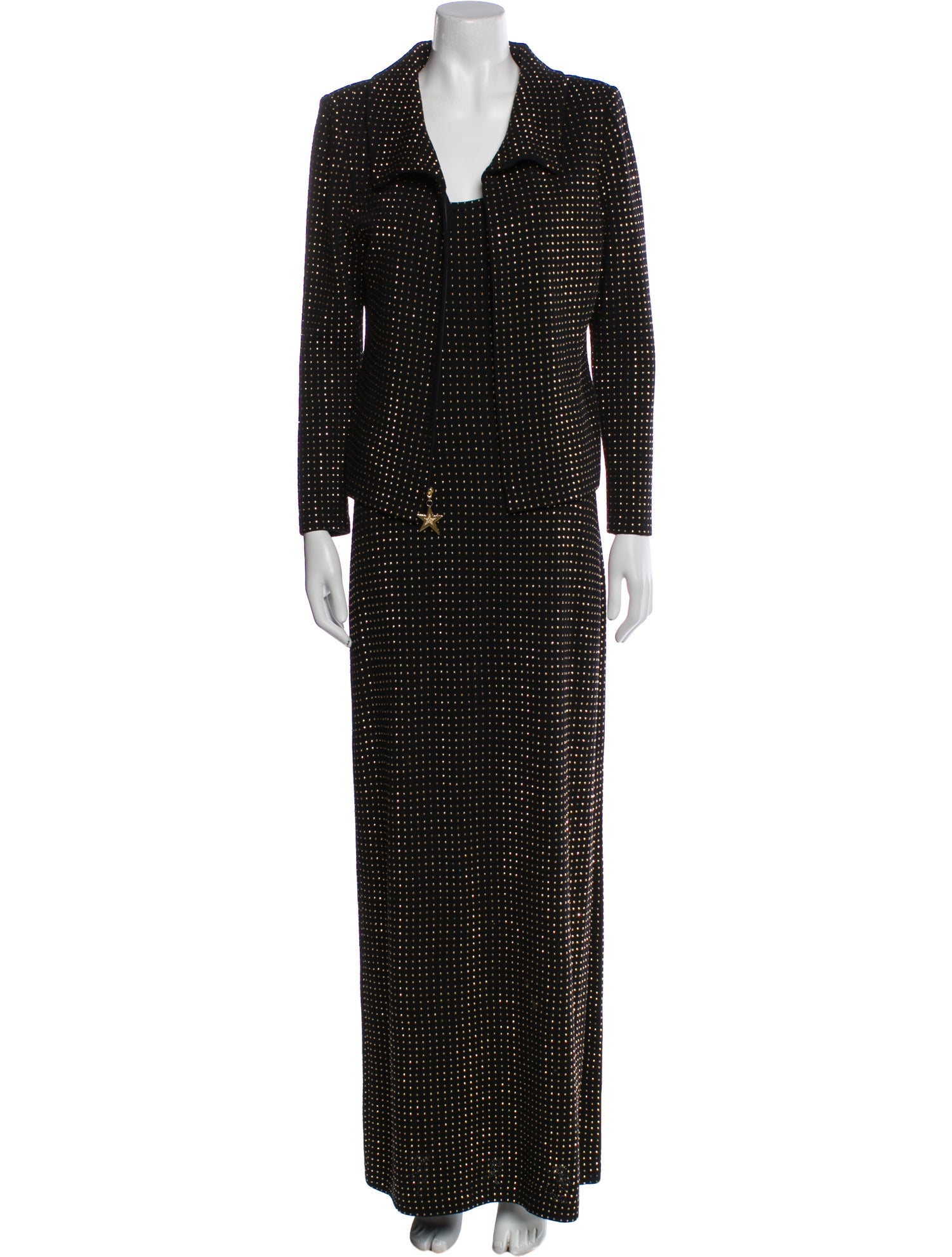 St. John Couture Chain-Link Accents Dress Set