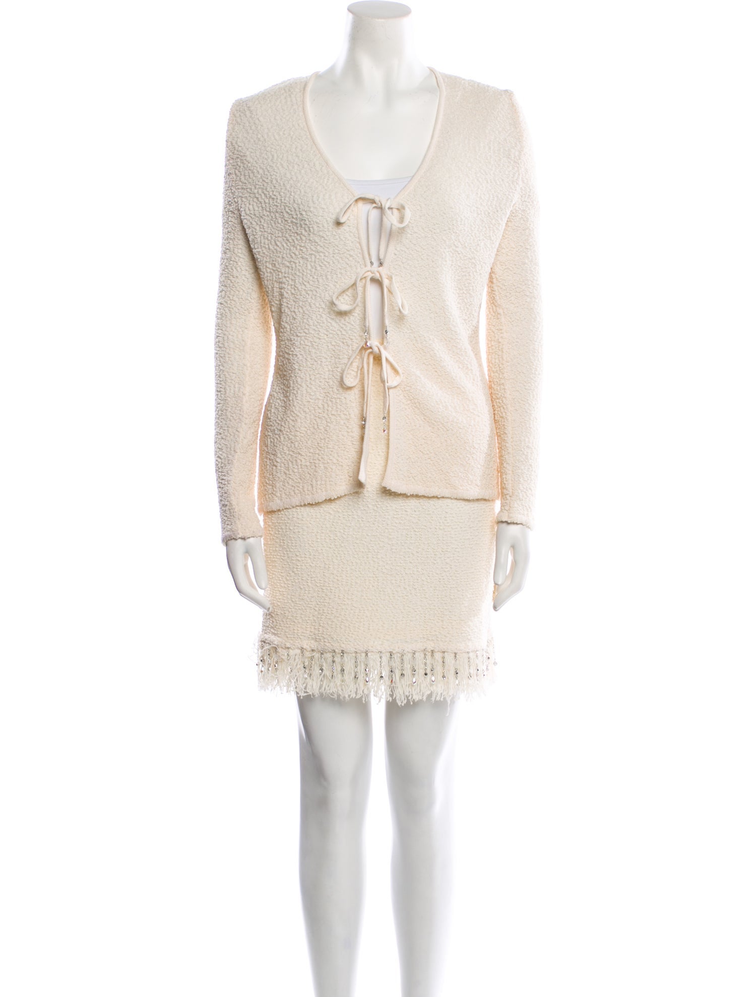 St. John Couture Printed Beaded Accents Skirt Set