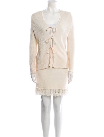 St. John Couture Printed Beaded Accents Skirt Set