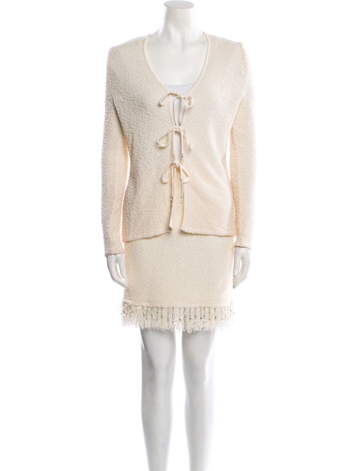 St. John Couture Printed Beaded Accents Skirt Set