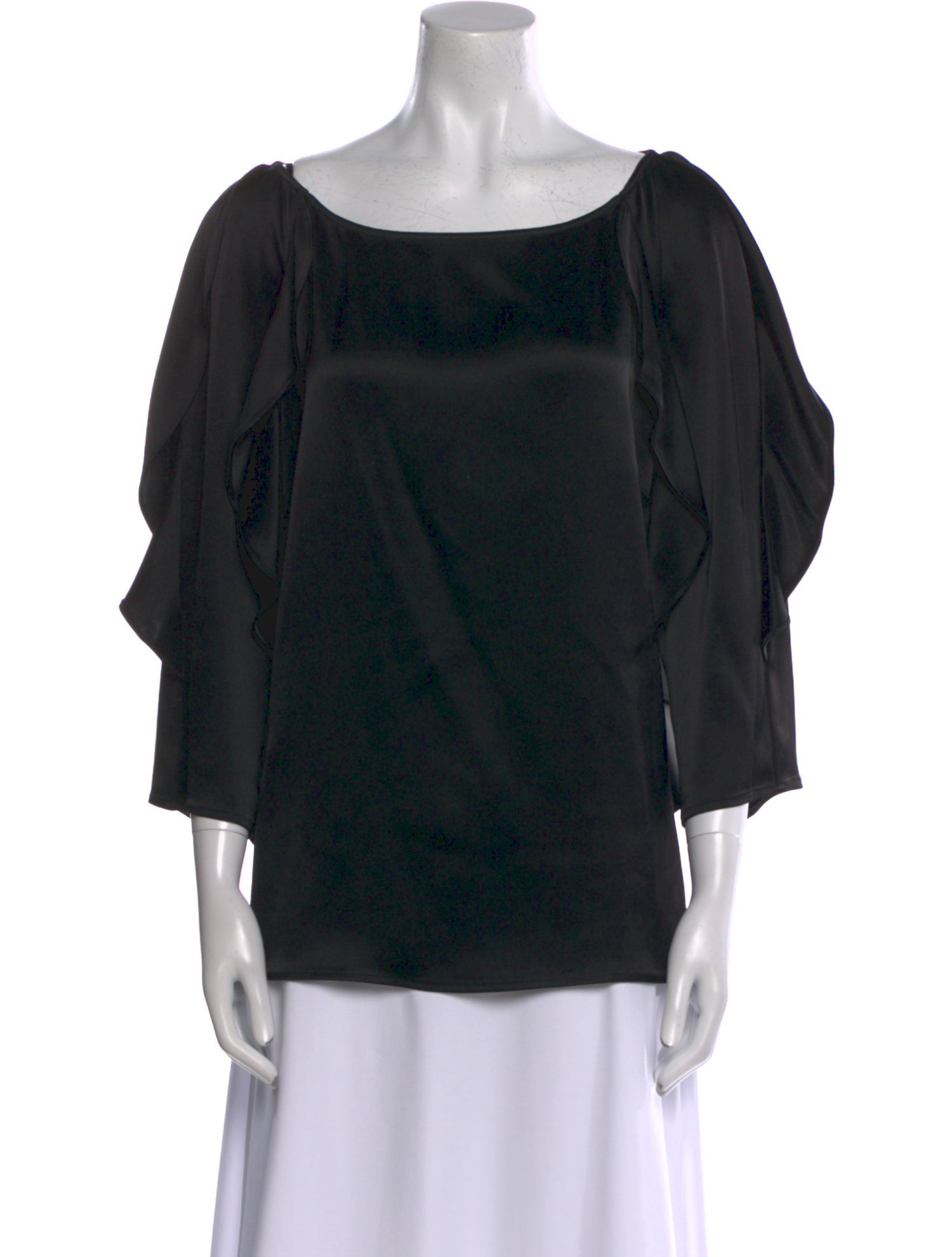 St. John Couture Scoop Neck Three-Quarter Sleeve Blouse