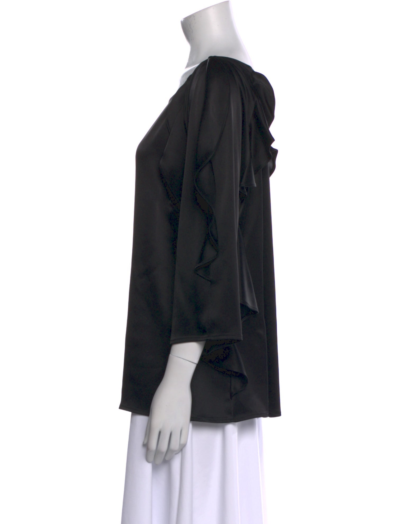 St. John Couture Scoop Neck Three-Quarter Sleeve Blouse