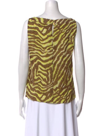 St. John Couture Silk Animal Print Top