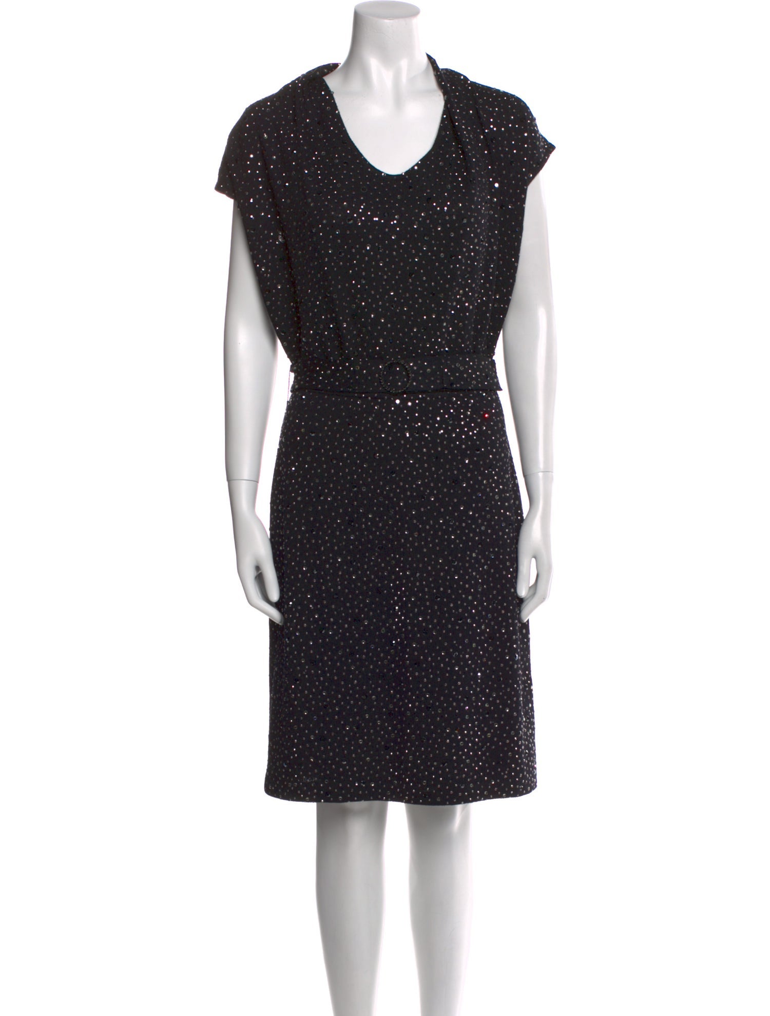 St. John Couture Polka Dot Print Knee-Length Dress