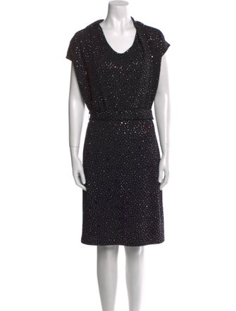 St. John Couture Polka Dot Print Knee-Length Dress