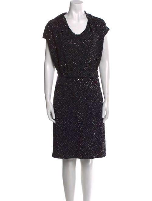 St. John Couture Polka Dot Print Knee-Length Dress