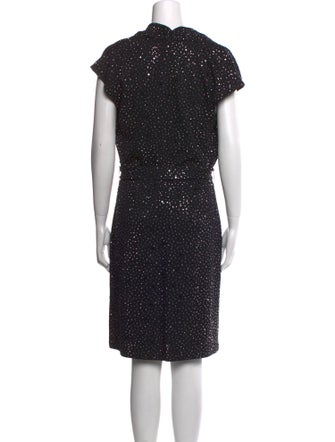 St. John Couture Polka Dot Print Knee-Length Dress