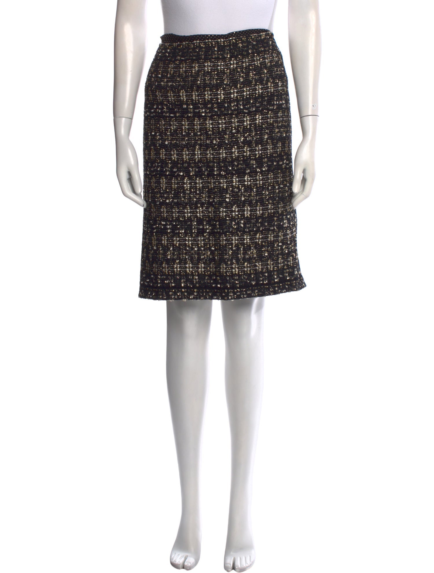 St. John Couture Tweed Pattern Knee-Length Skirt