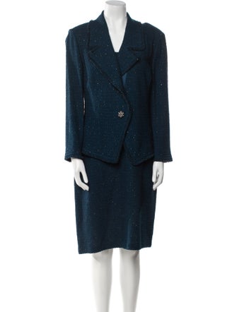 St. John Couture Wool Sequin Embellishments Dress Set