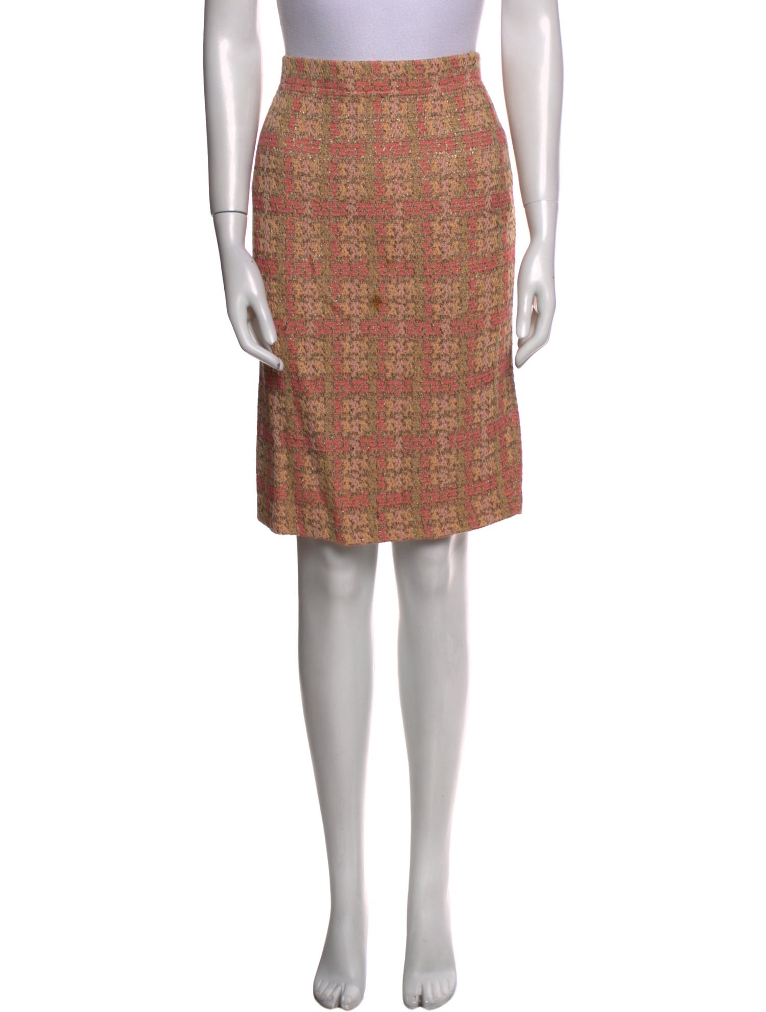St. John Couture Tweed Pattern Knee-Length Skirt