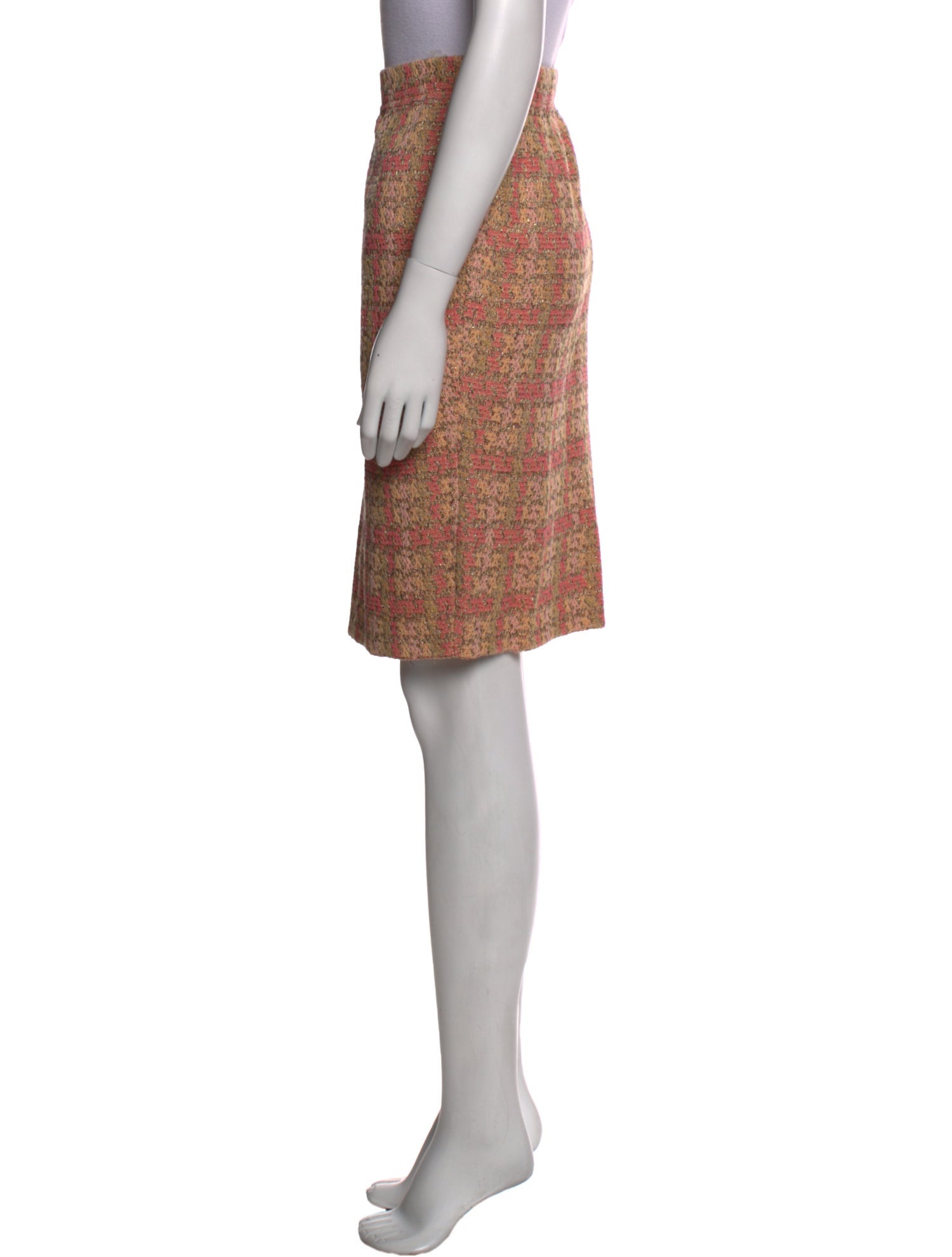 St. John Couture Tweed Pattern Knee-Length Skirt