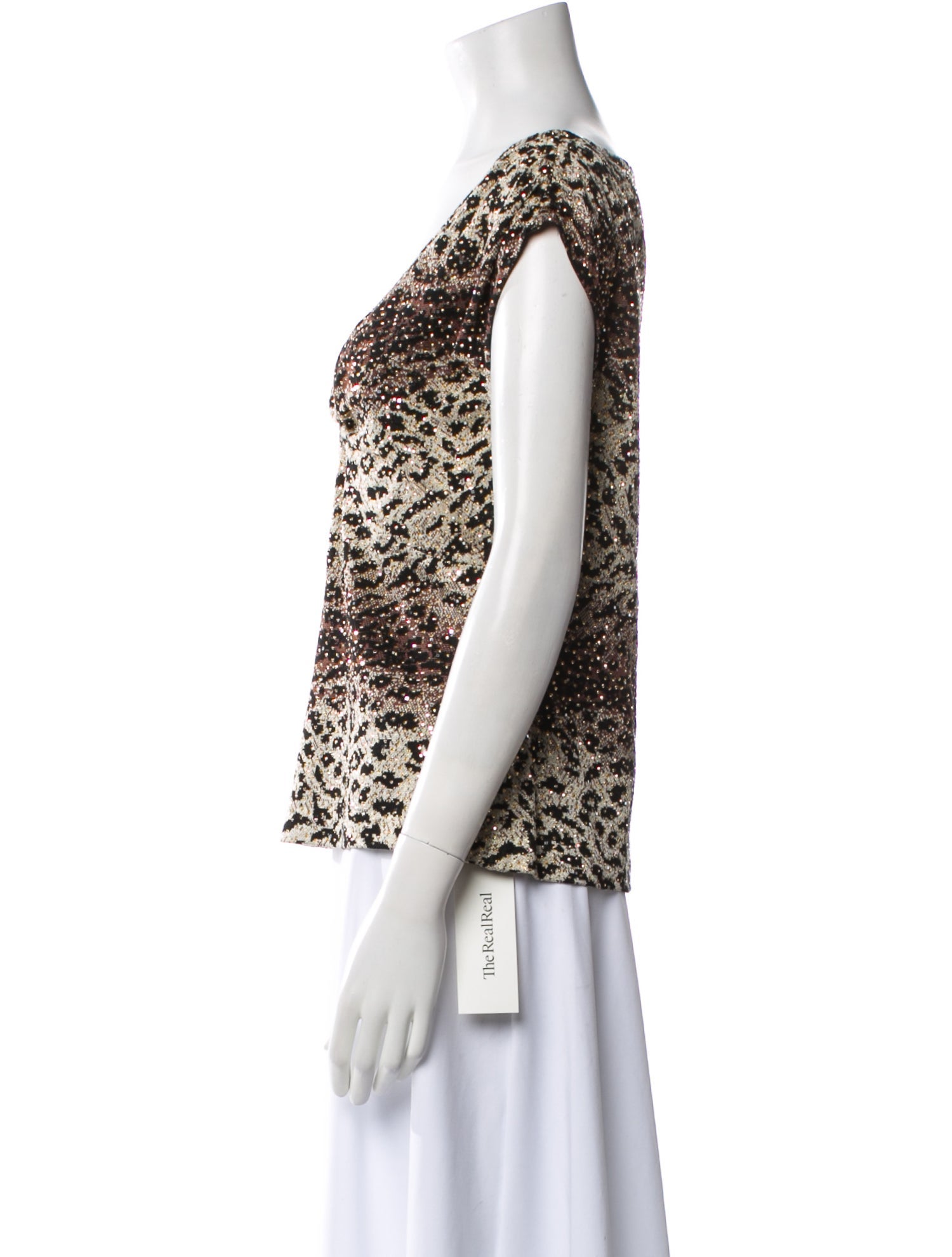 St. John Couture Animal Print Cowl Neck Top