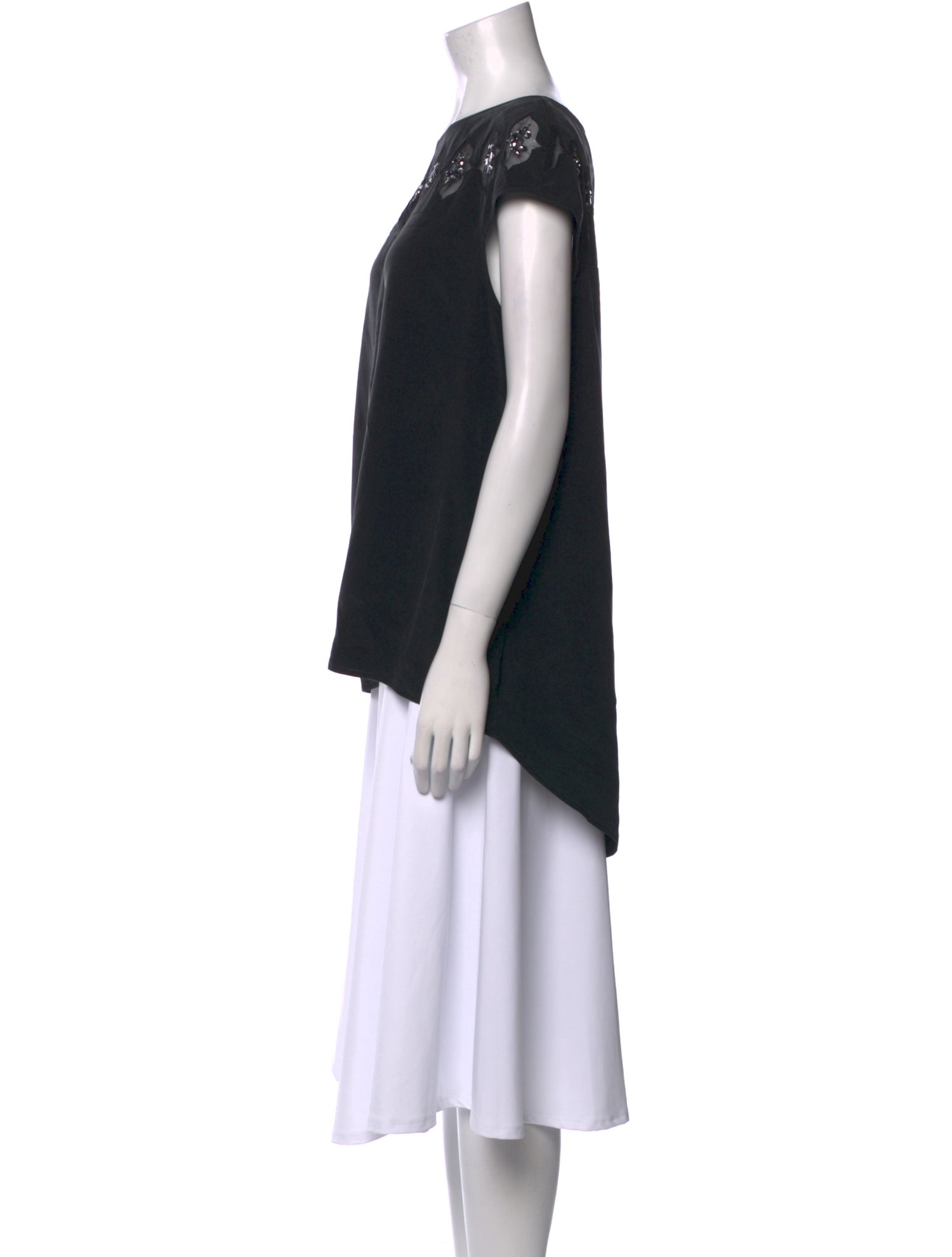 St. John Couture Silk Bateau Neckline Tunic