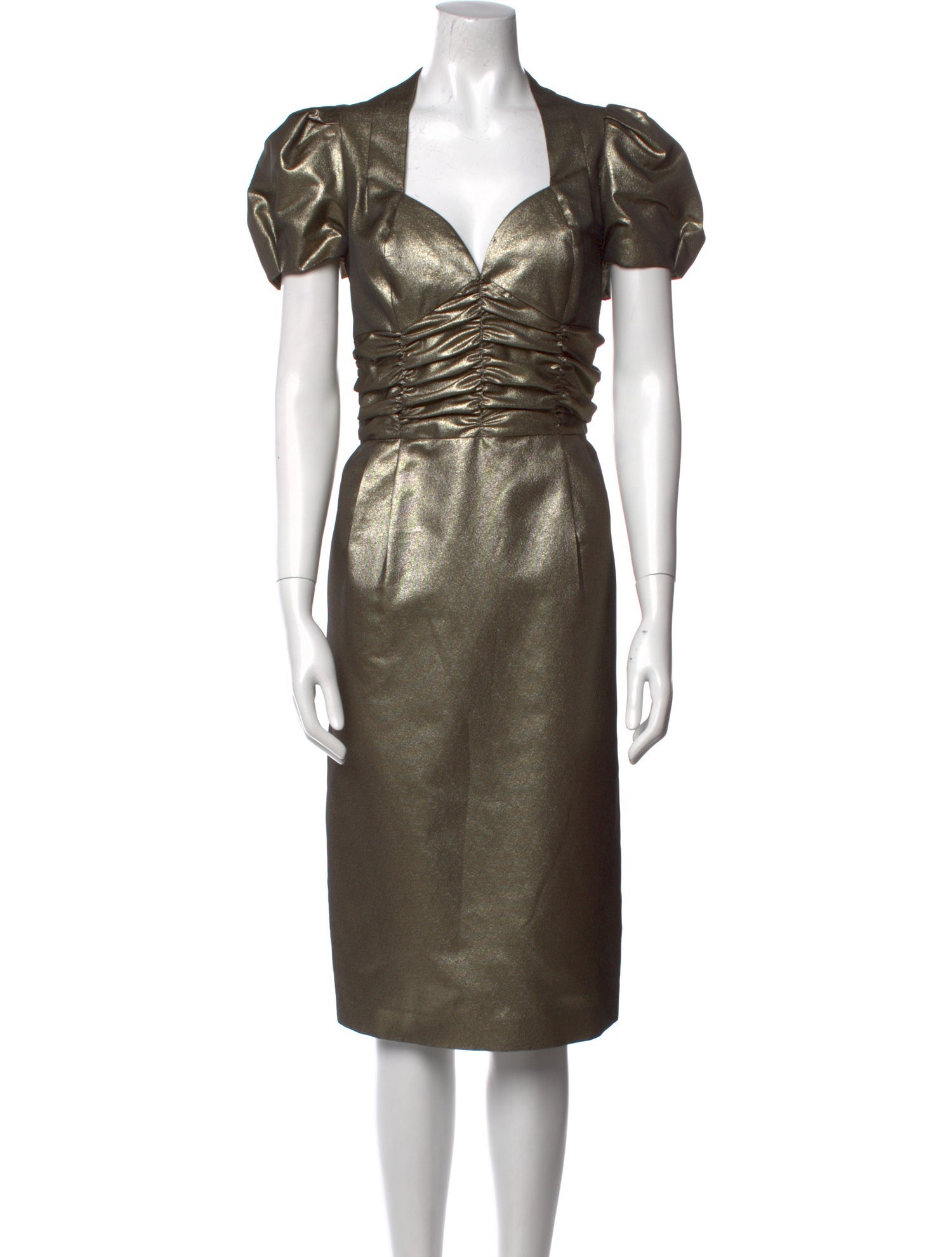 St. John Couture V-Neck Midi Length Dress