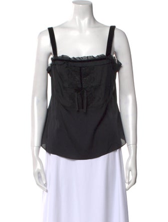 St. John Couture Silk Square Neckline Top