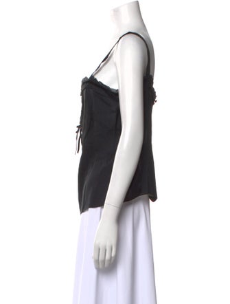 St. John Couture Silk Square Neckline Top