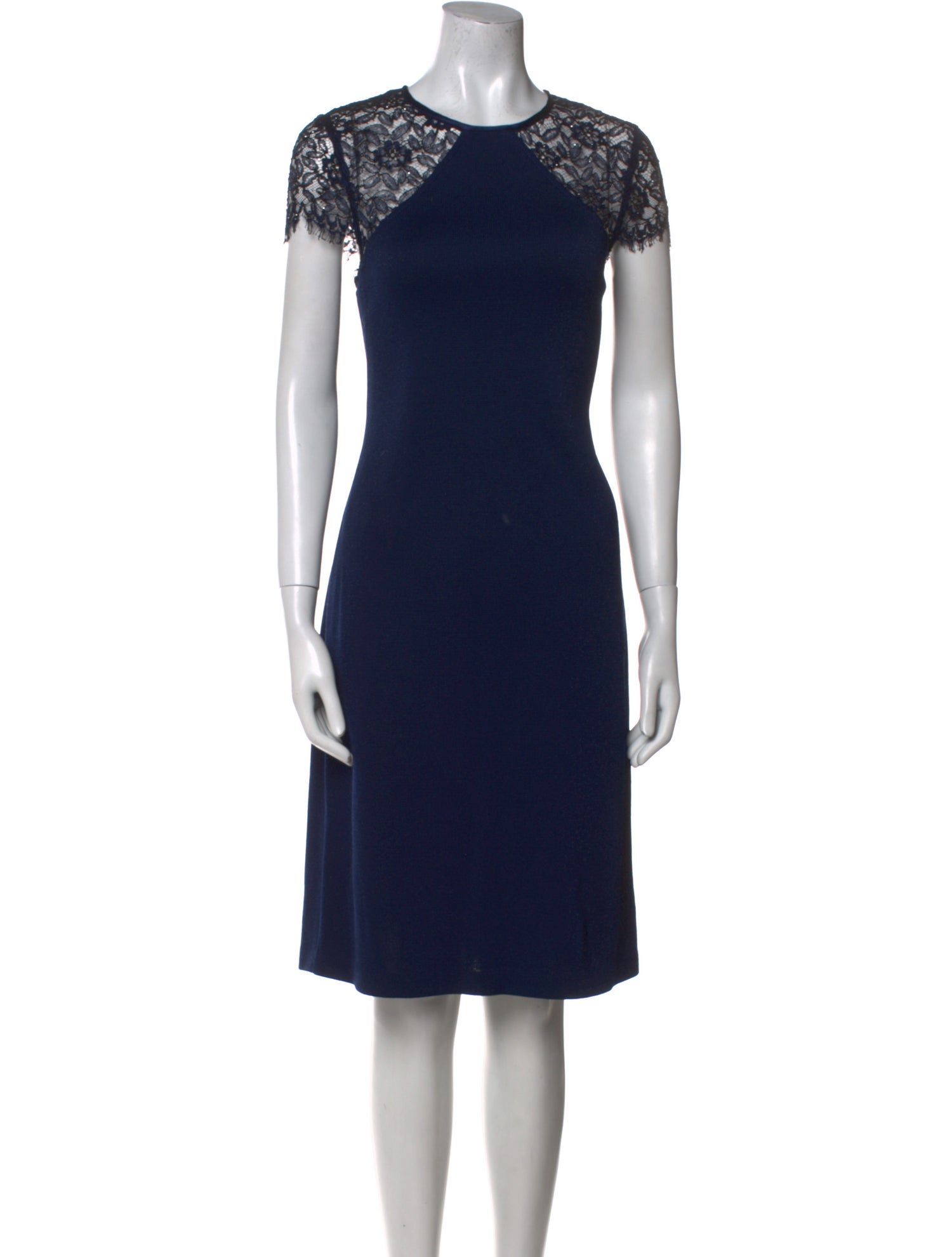 St. John Couture Crew Neck Knee-Length Dress