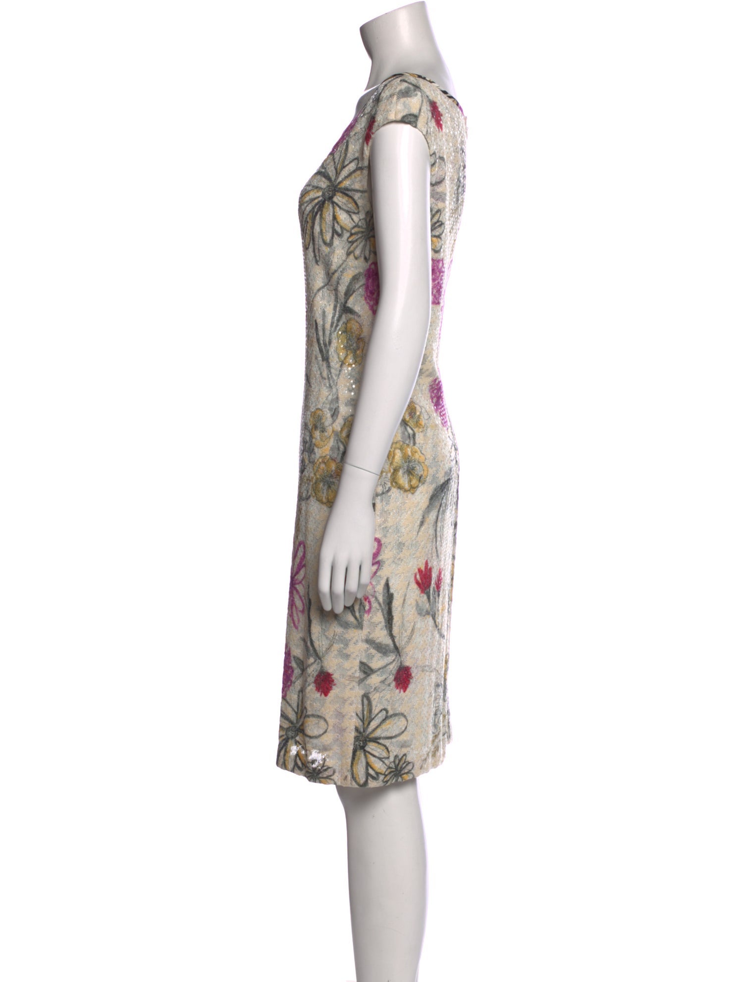 St. John Couture Floral Print Knee-Length Dress