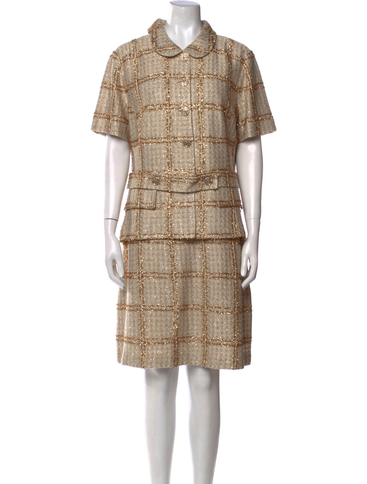 St. John Couture Plaid Print Knee-Length Dress