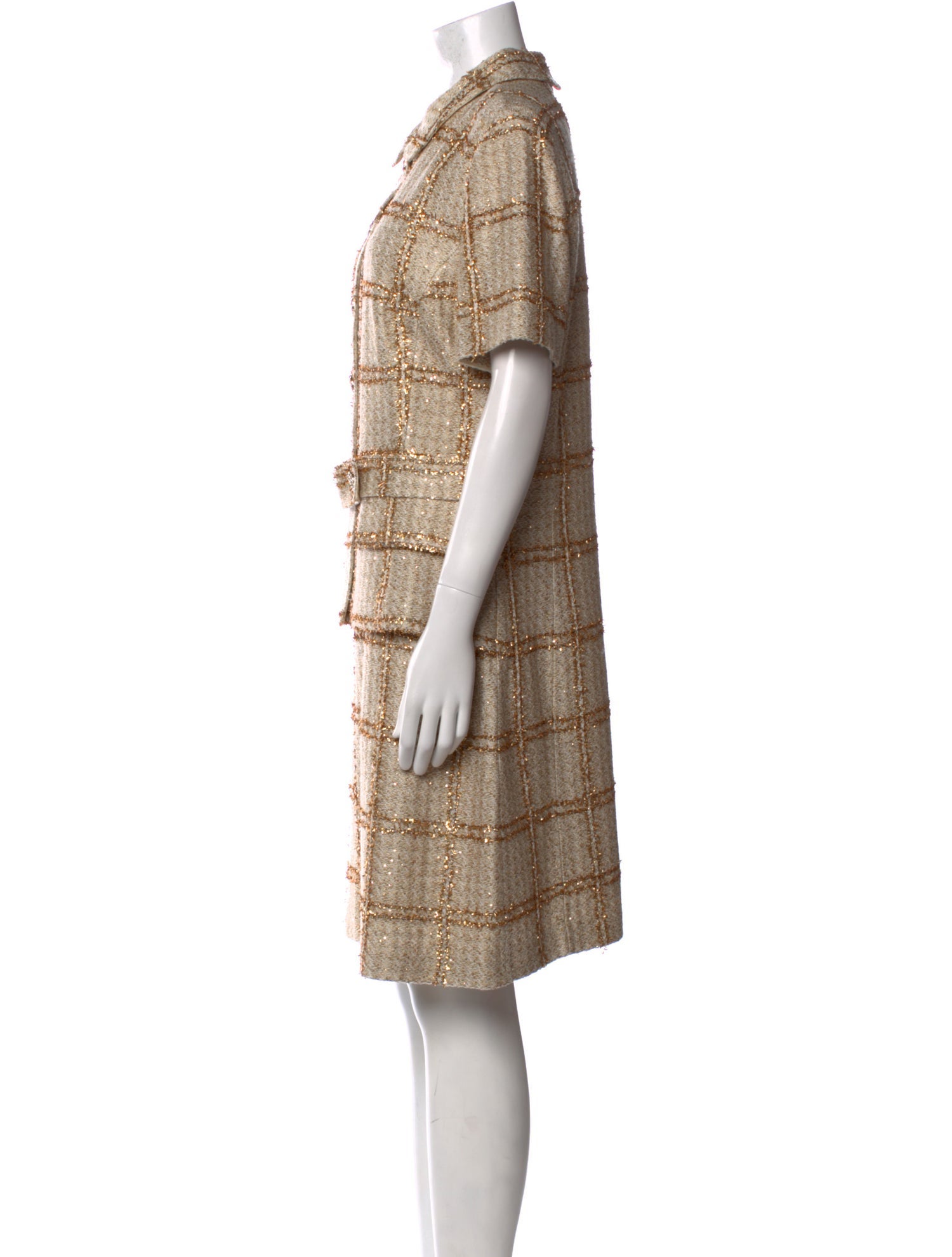 St. John Couture Plaid Print Knee-Length Dress