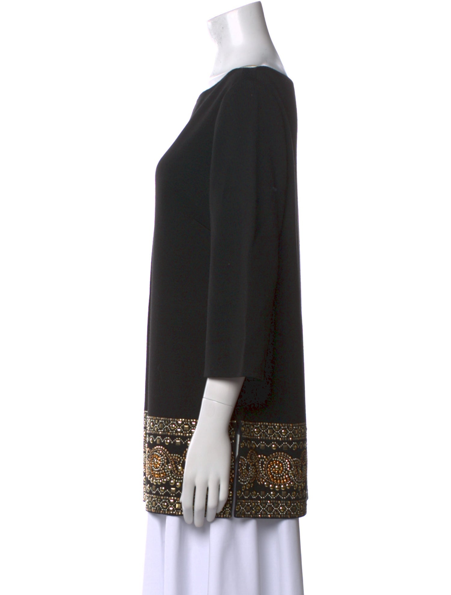 St. John Couture Wool Bateau Neckline Tunic