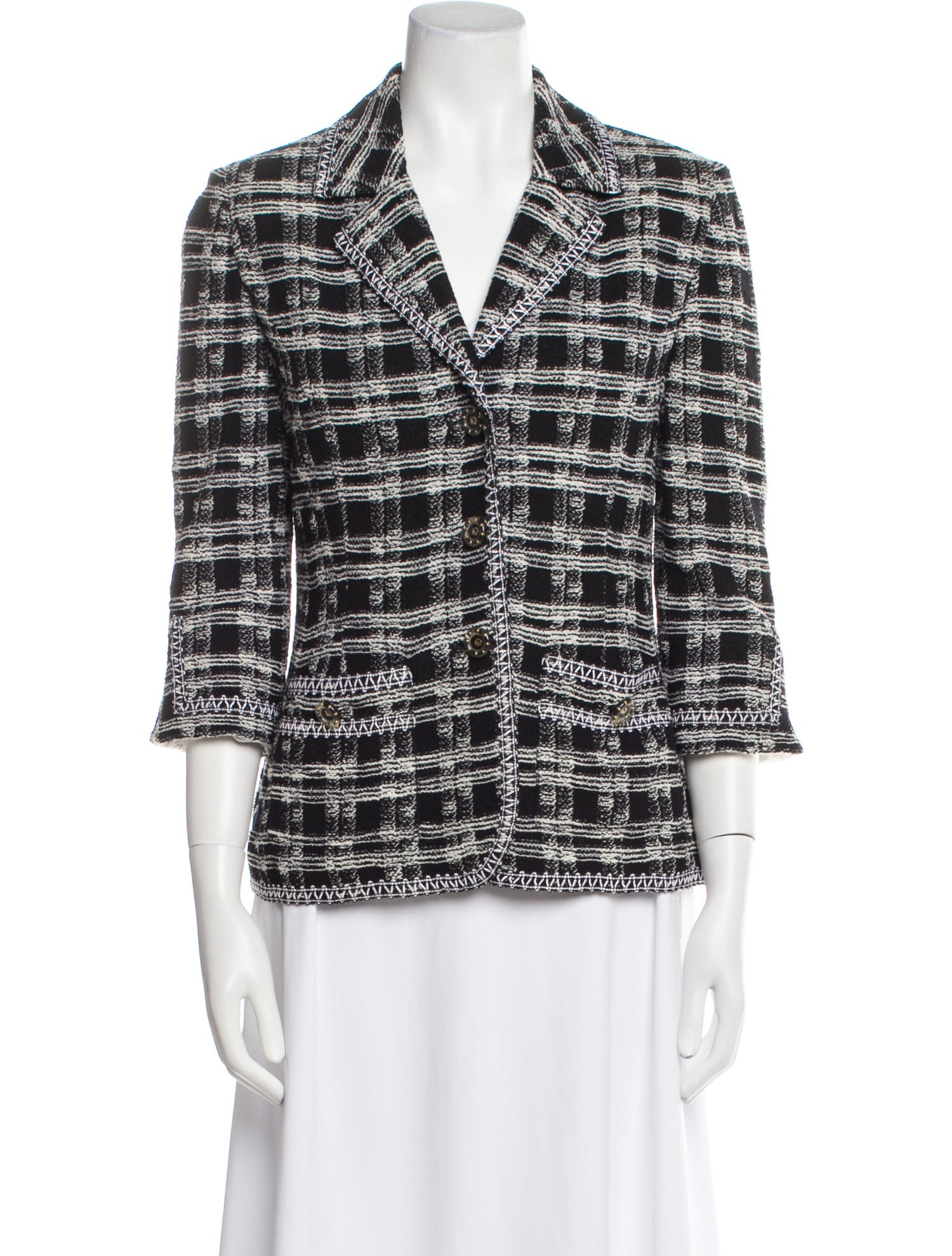 St. John Couture Plaid Print Blazer