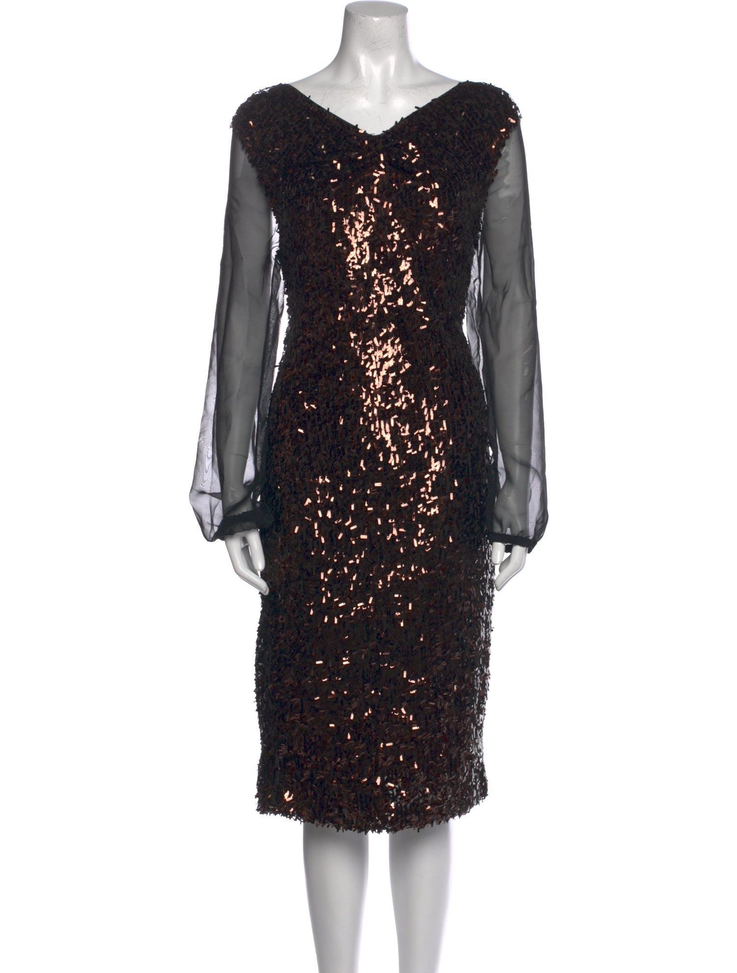 St. John Couture V-Neck Midi Length Dress