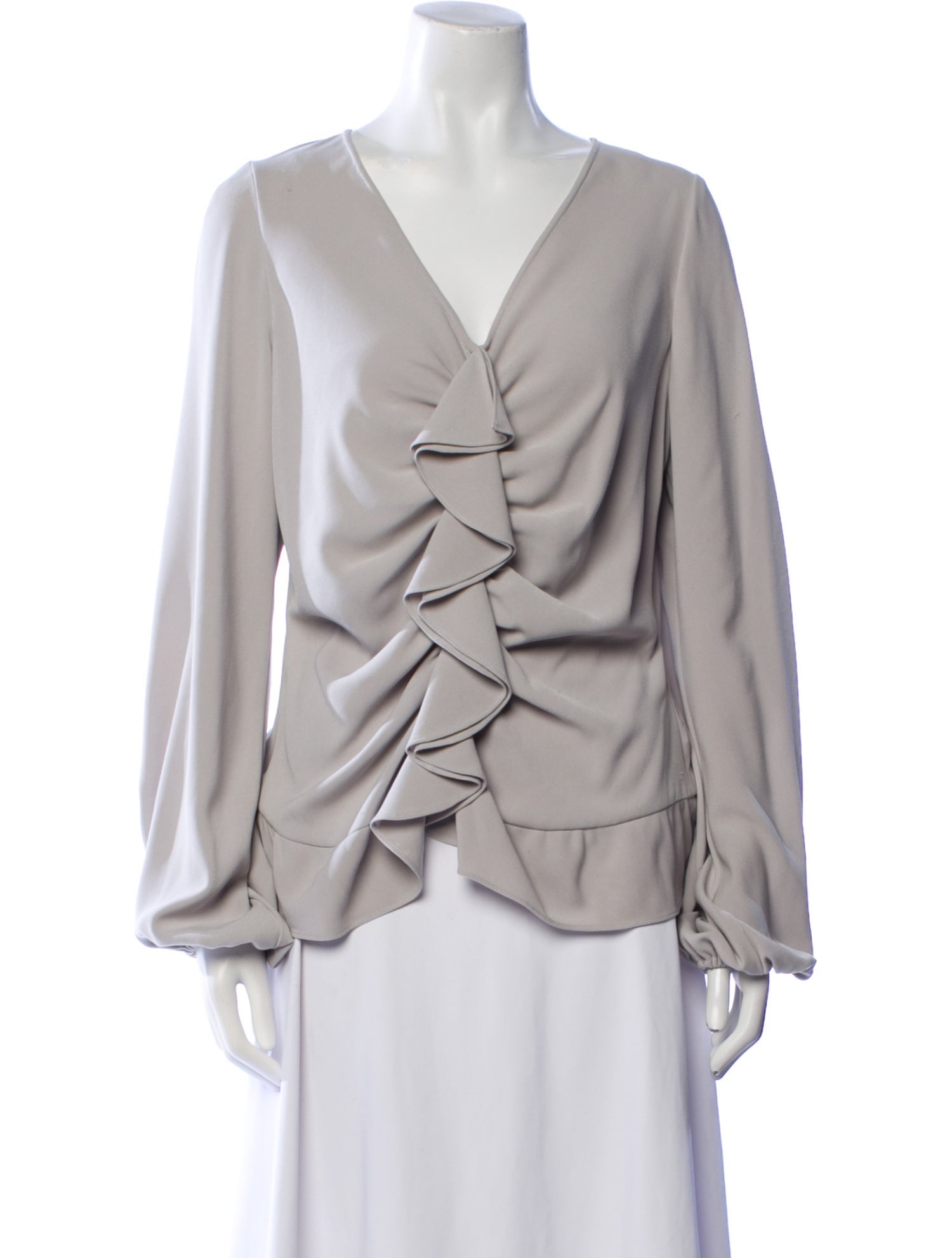 St. John Couture V-Neck Long Sleeve Blouse