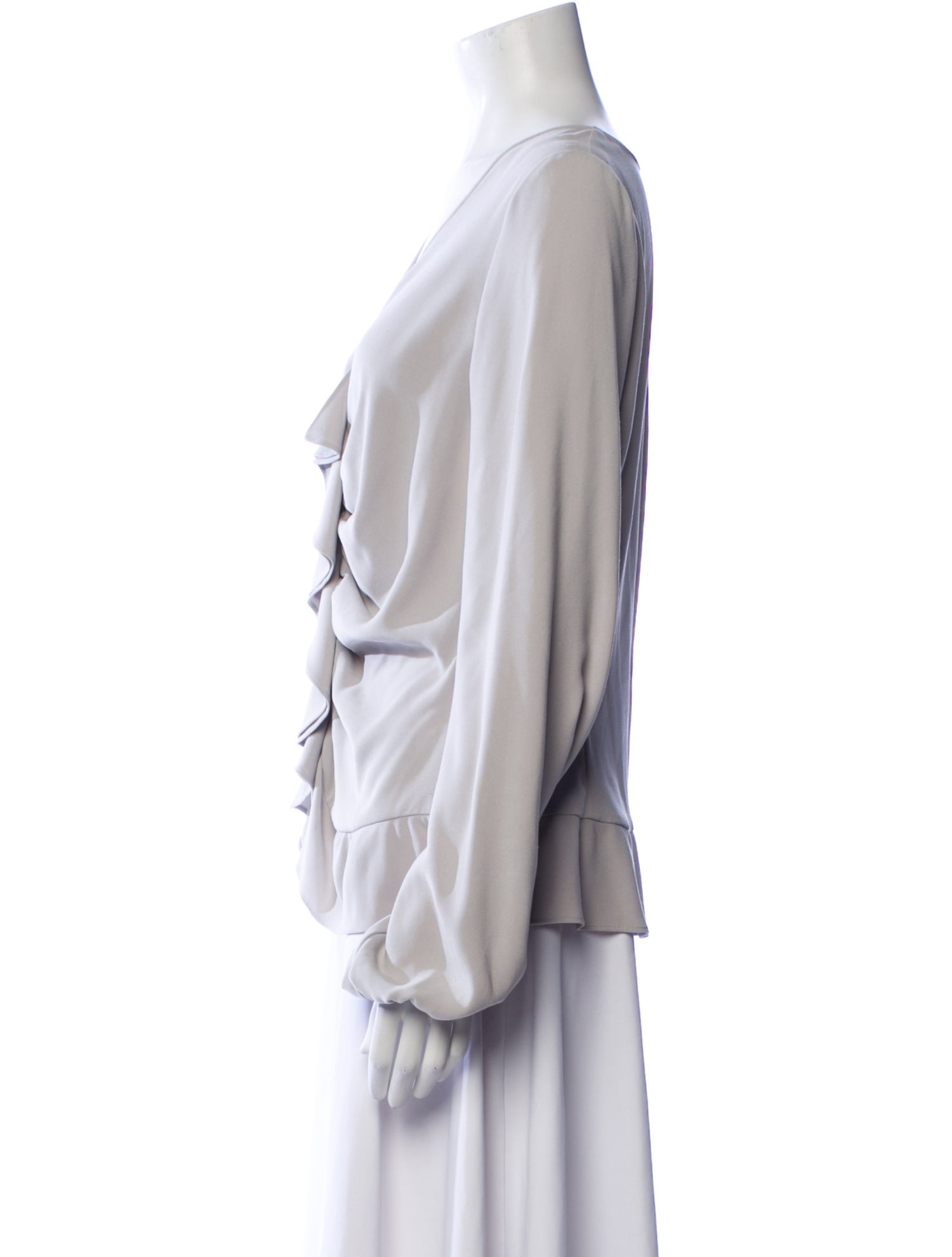 St. John Couture V-Neck Long Sleeve Blouse