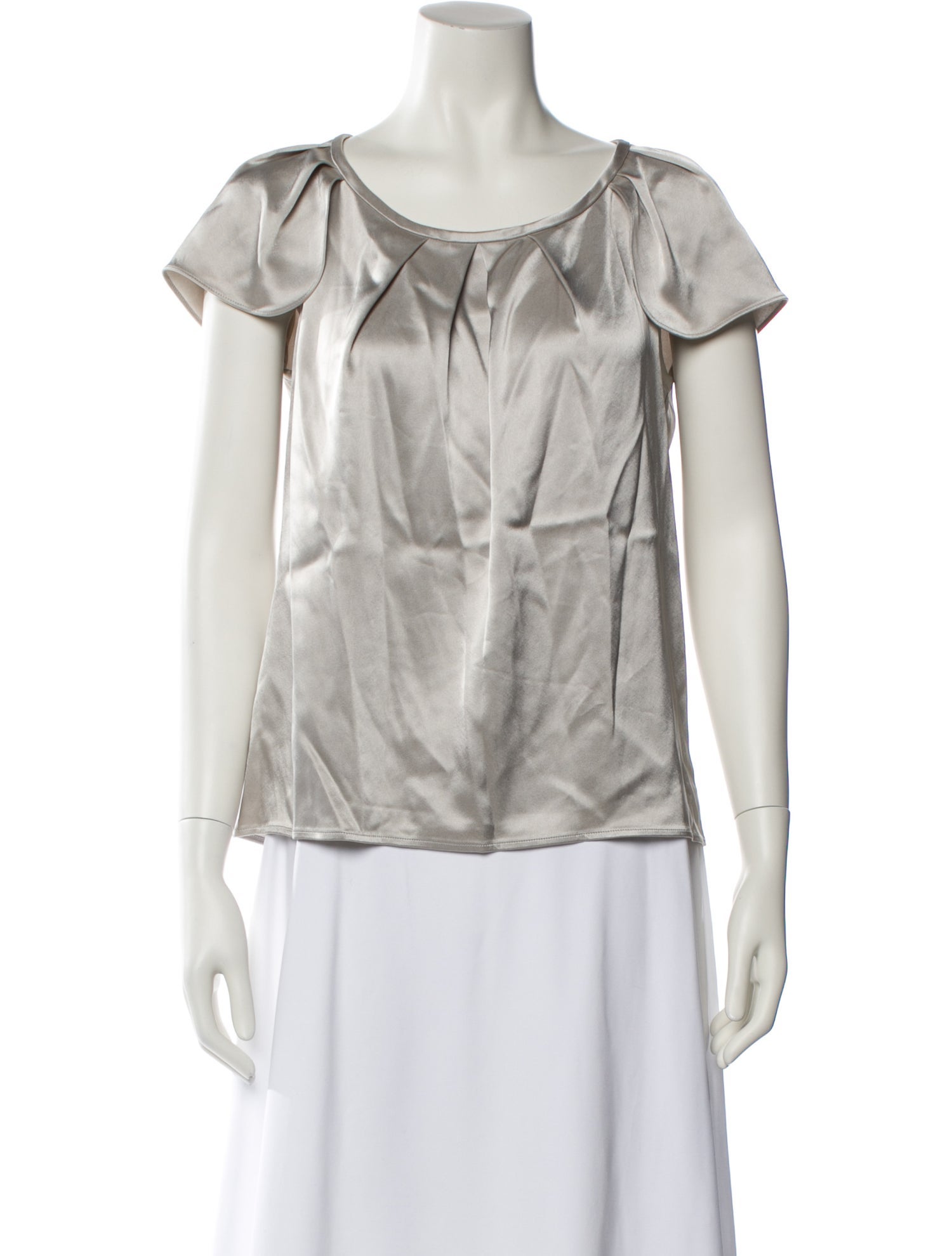 St. John Couture Scoop Neck Short Sleeve Blouse