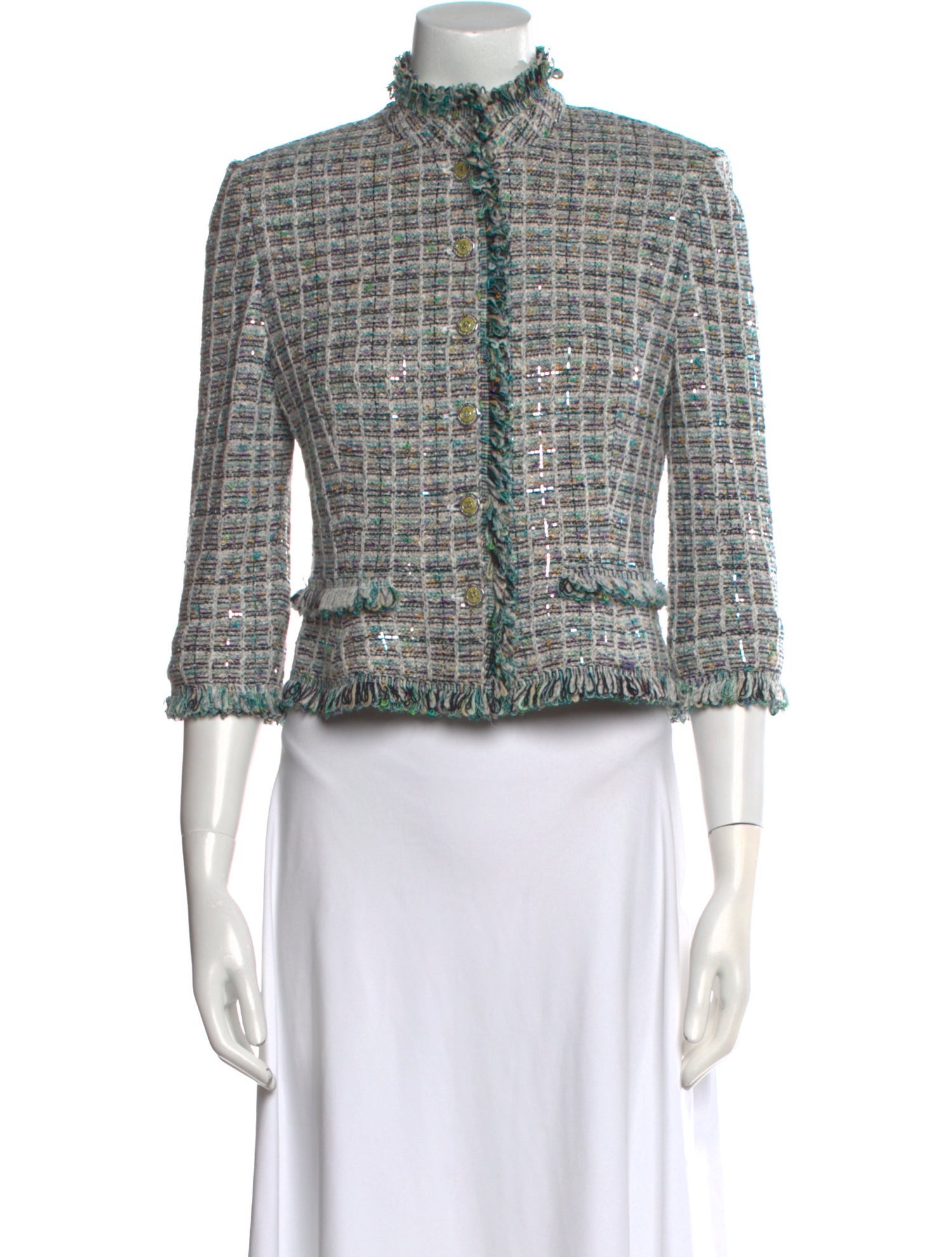 St. John Couture Striped Mock Neck Sweater