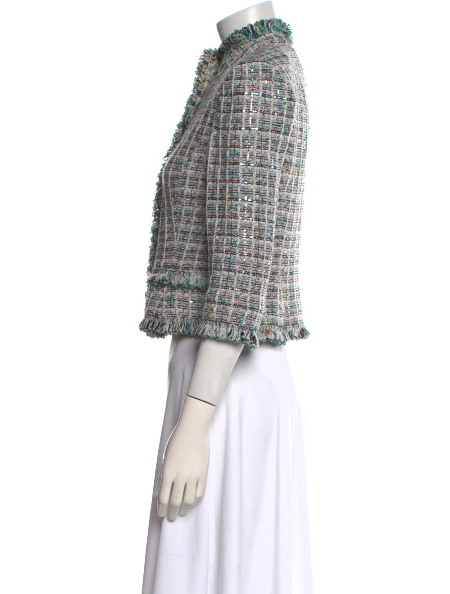 St. John Couture Striped Mock Neck Sweater